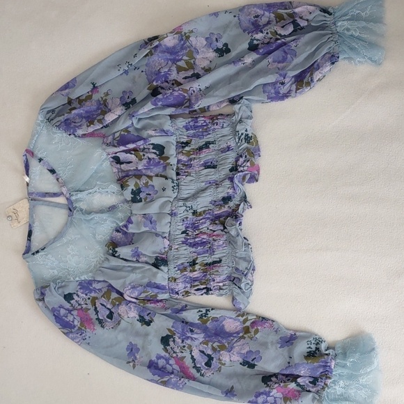 New Free People Puff Sleeve Top Size M - Picture 12 of 16